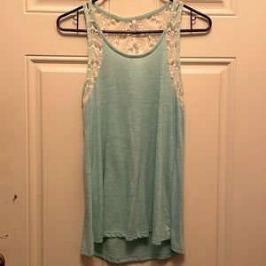 Vanity turquoise lace tank top
